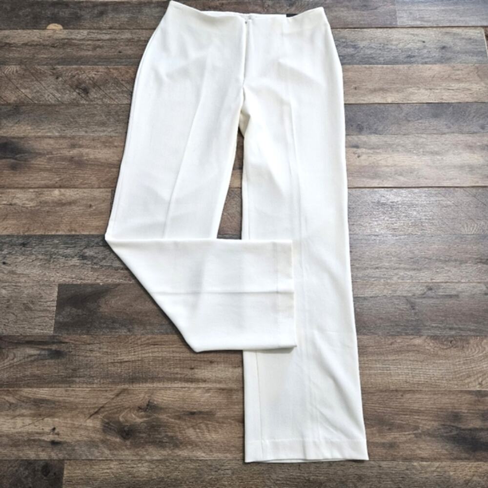 NEW Mainbocher Classic Fit Front Zip Ivory Career Pants Size‎ 6 Minimal Capsule